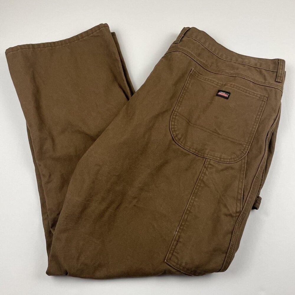 Dickies Carpenter Work Pants Men’s Size 44X32 Brown Canvas Relaxed Fit Straight
